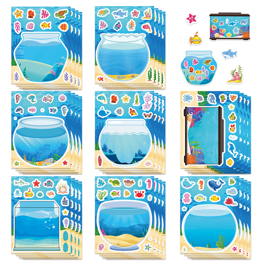 Aquarium Fish Game - 8/16Sheets Creative Fish Tank Cartoon Puzzle