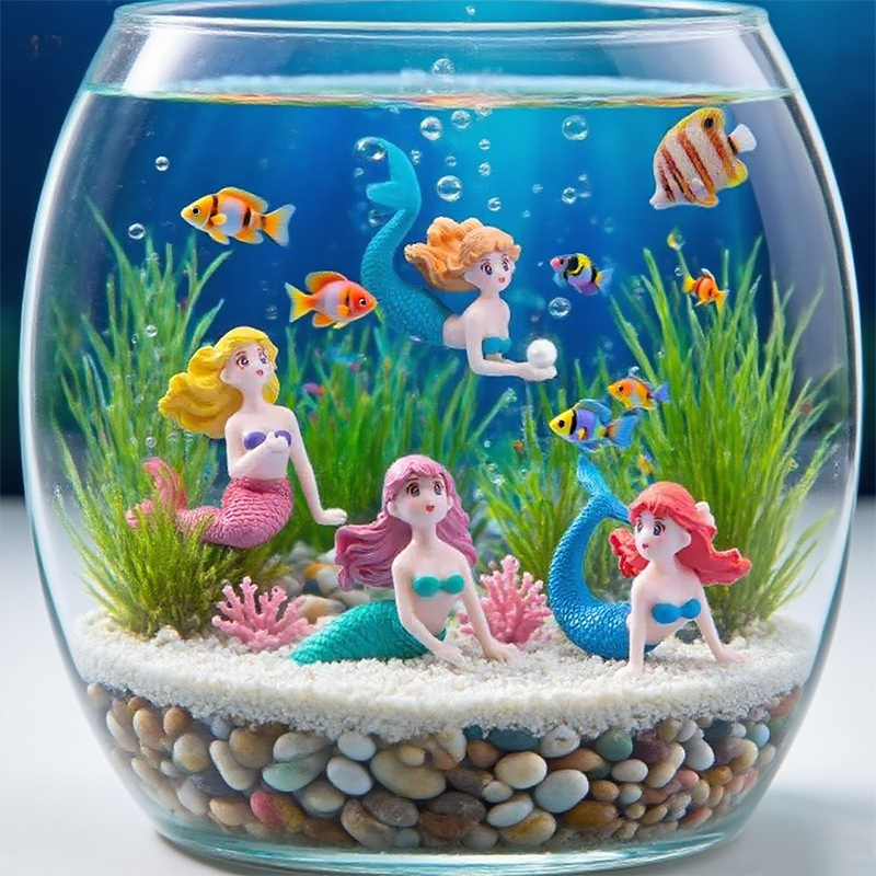 Fish Toys For Aquarium - 4Pcs Kawaii Reef Mermaid Doll Fish