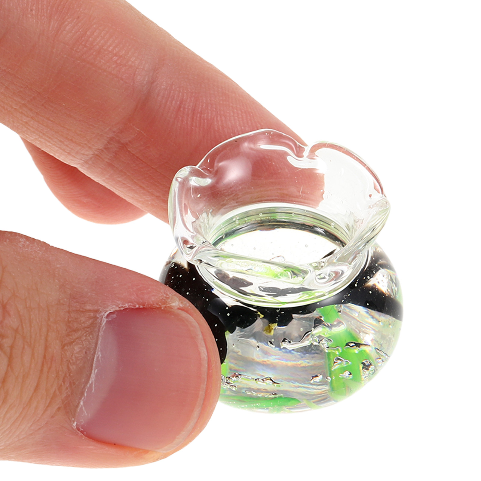 Fish Toy In Aquarium - Miniature Resin Fish Bowl Round Glass