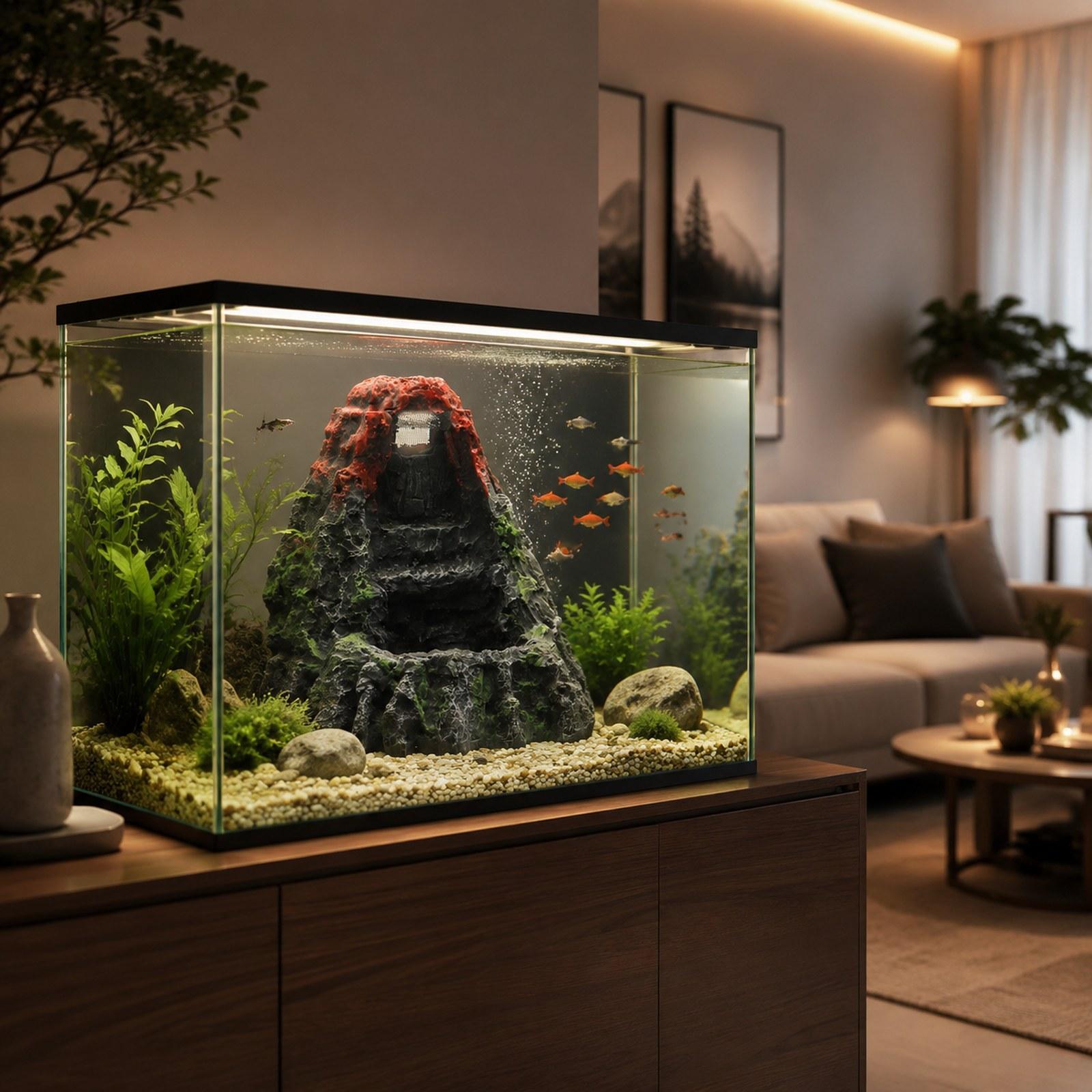 Aquarium Volcano Ornament Prop - Aquarium Fish Unique ulasan dan harga