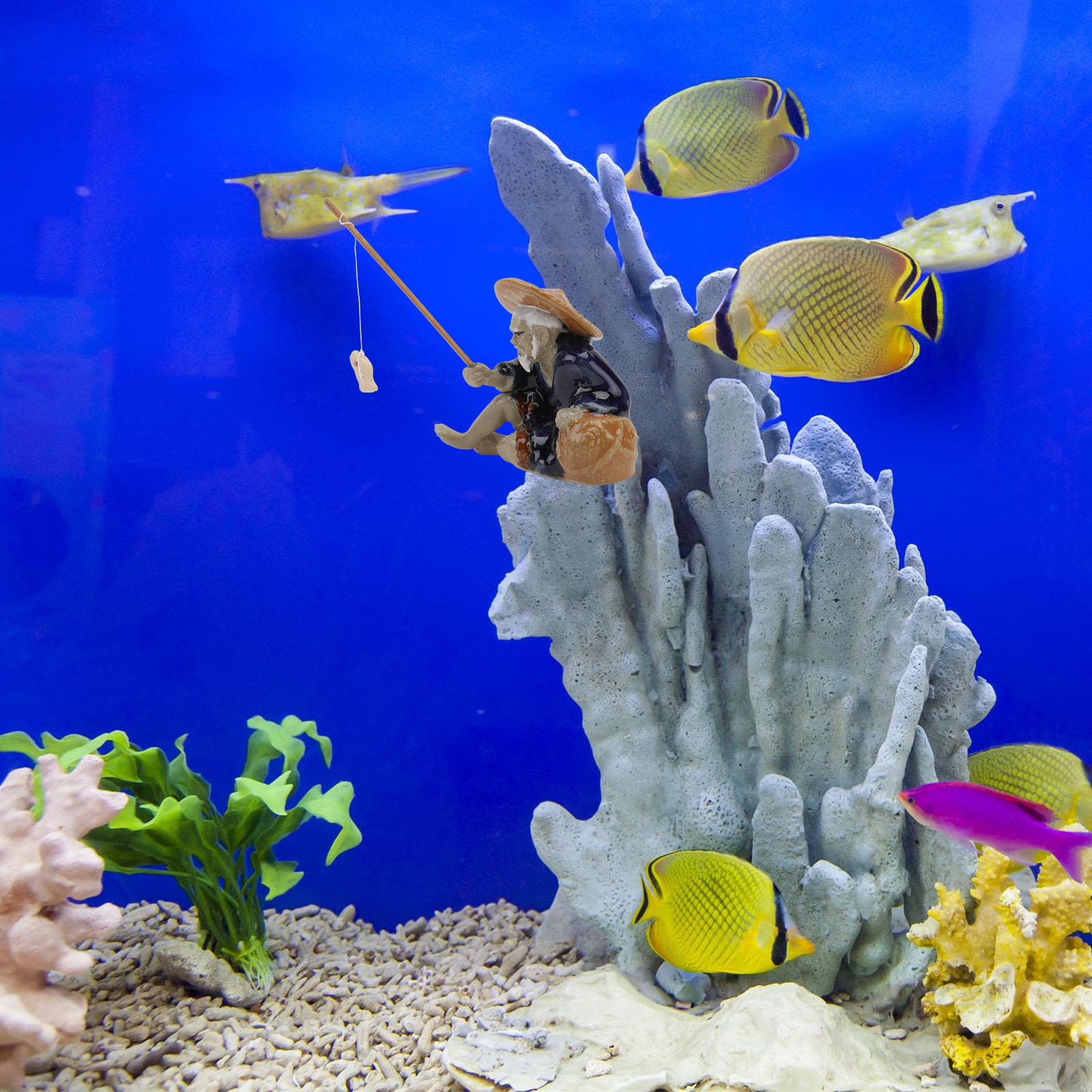 1Pcs Unique Fisherman Sculptur - Aquarium Fish Unique ulasan dan harga