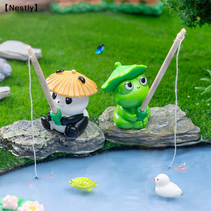 Fishing Frog Panda Figurines O - Fish Toys For Aquarium ulasan dan harga