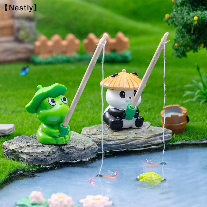 Fishing Frog Panda Figurines O - Fish Toys For Aquarium ulasan dan harga