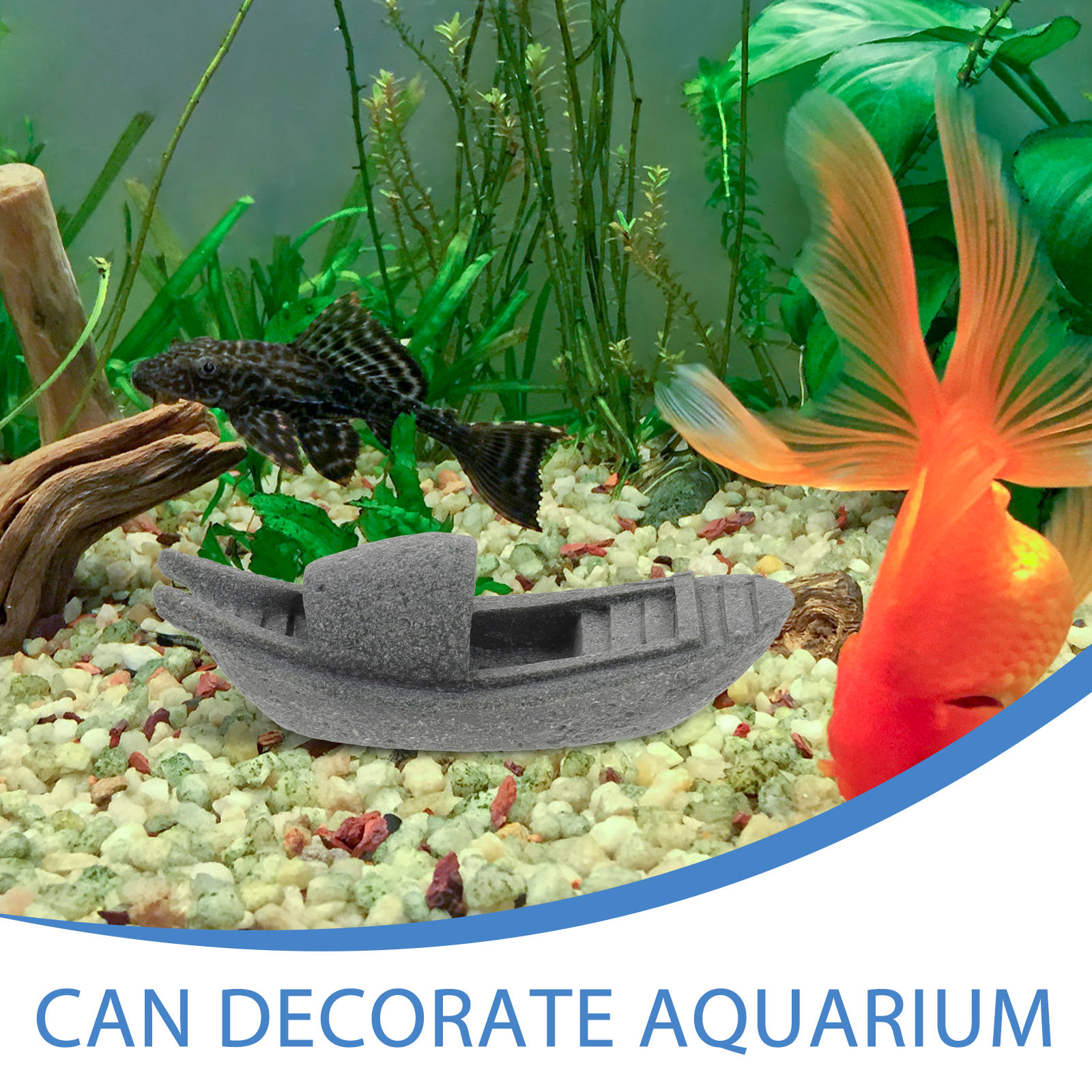 Simulation Boat Decor Aquarium - Aquarium Fish Unique ulasan dan harga